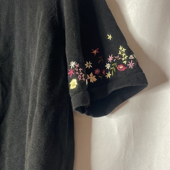 CJ BANKS VINTAGE SHORT SLEEVE BUTTON UP SWEATER TOP (1X) - Picture 3 of 7